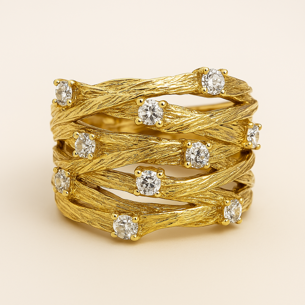 Marisse – Anillo dorado de estilo vintage con brillo sutil