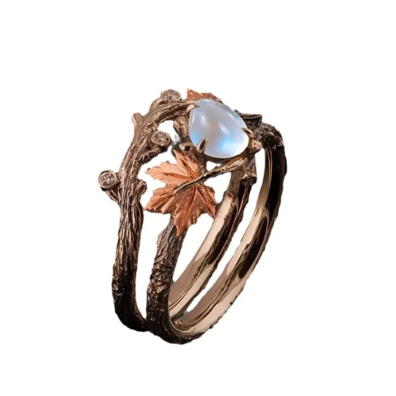 Ysia – Anillo de piedra lunar en estilo natural