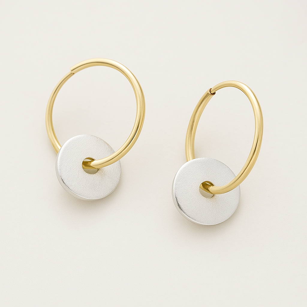 Seyna – Pendientes elegantes de círculos dorados y plateados