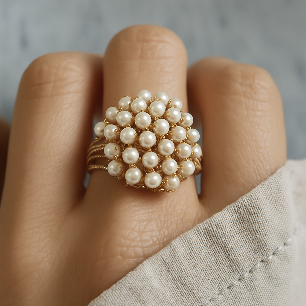 Sharnie – Anillo con perlas engastadas
