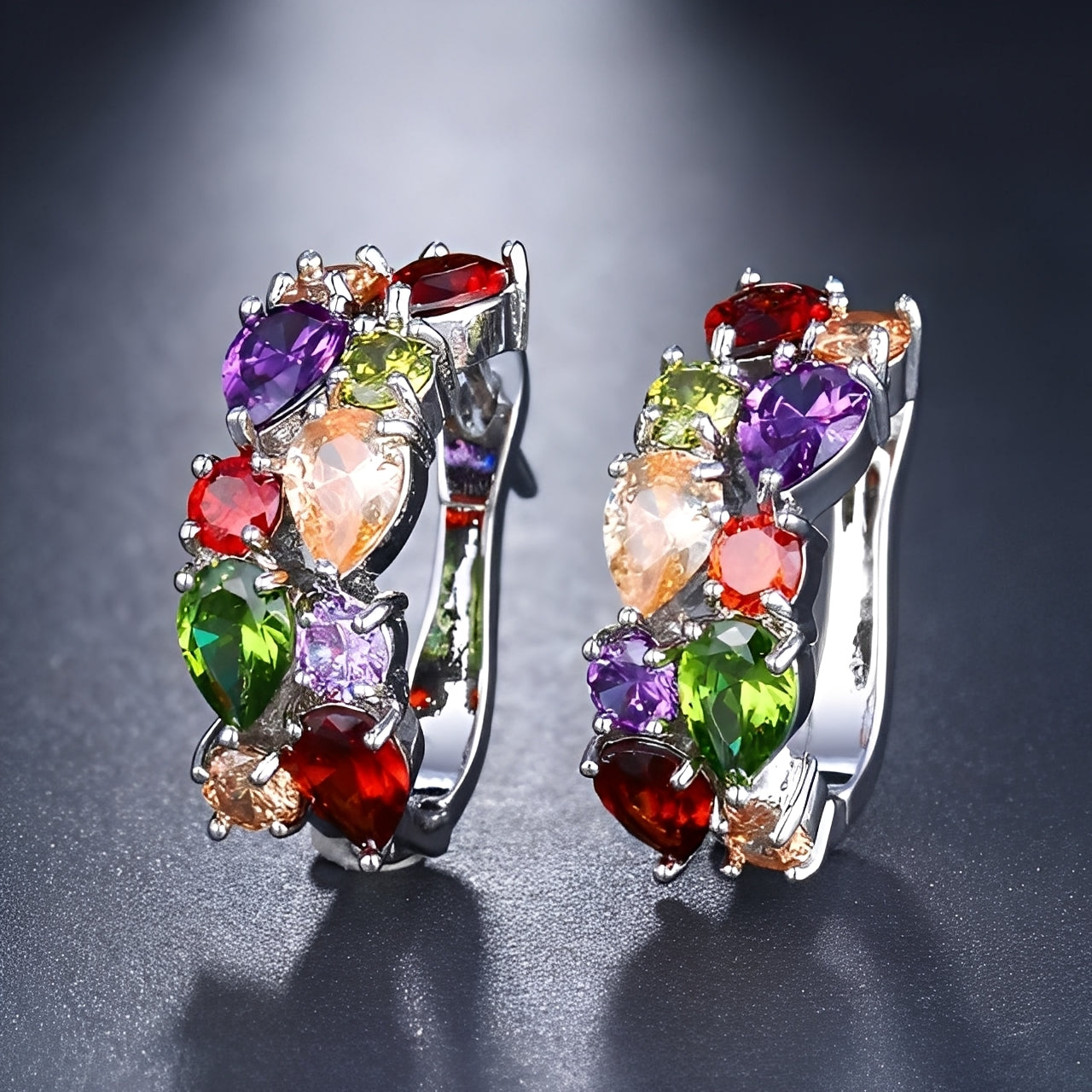 Telma – Pendientes multicolores chic en oro rosa
