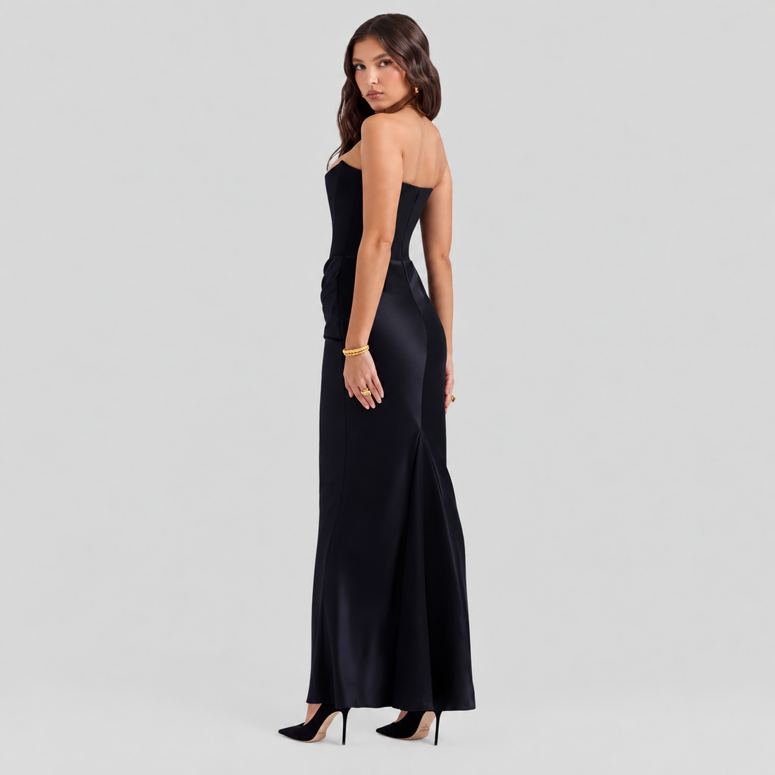 Elisabeth – Maxikleid elegante con hombros descubiertos para mujeres