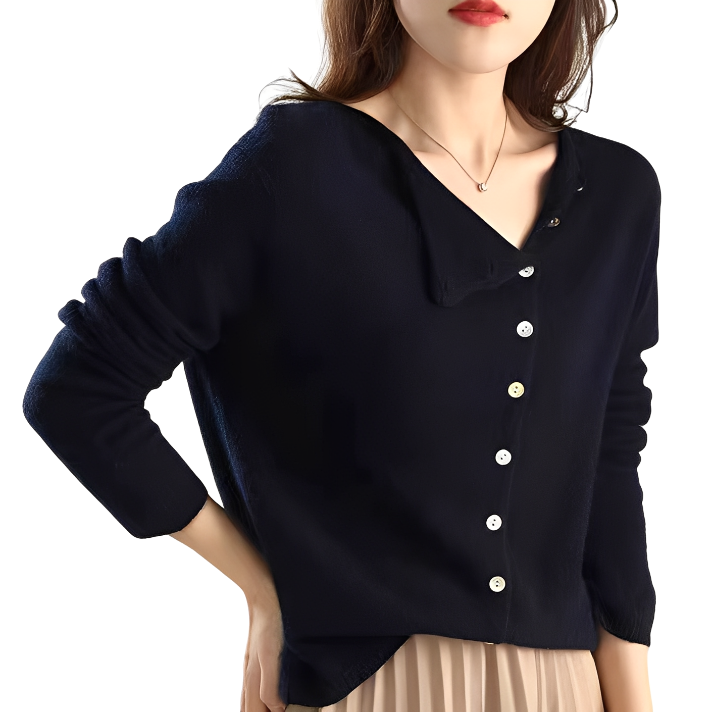 Joann - Suéter ligero y de moda para mujeres con botones