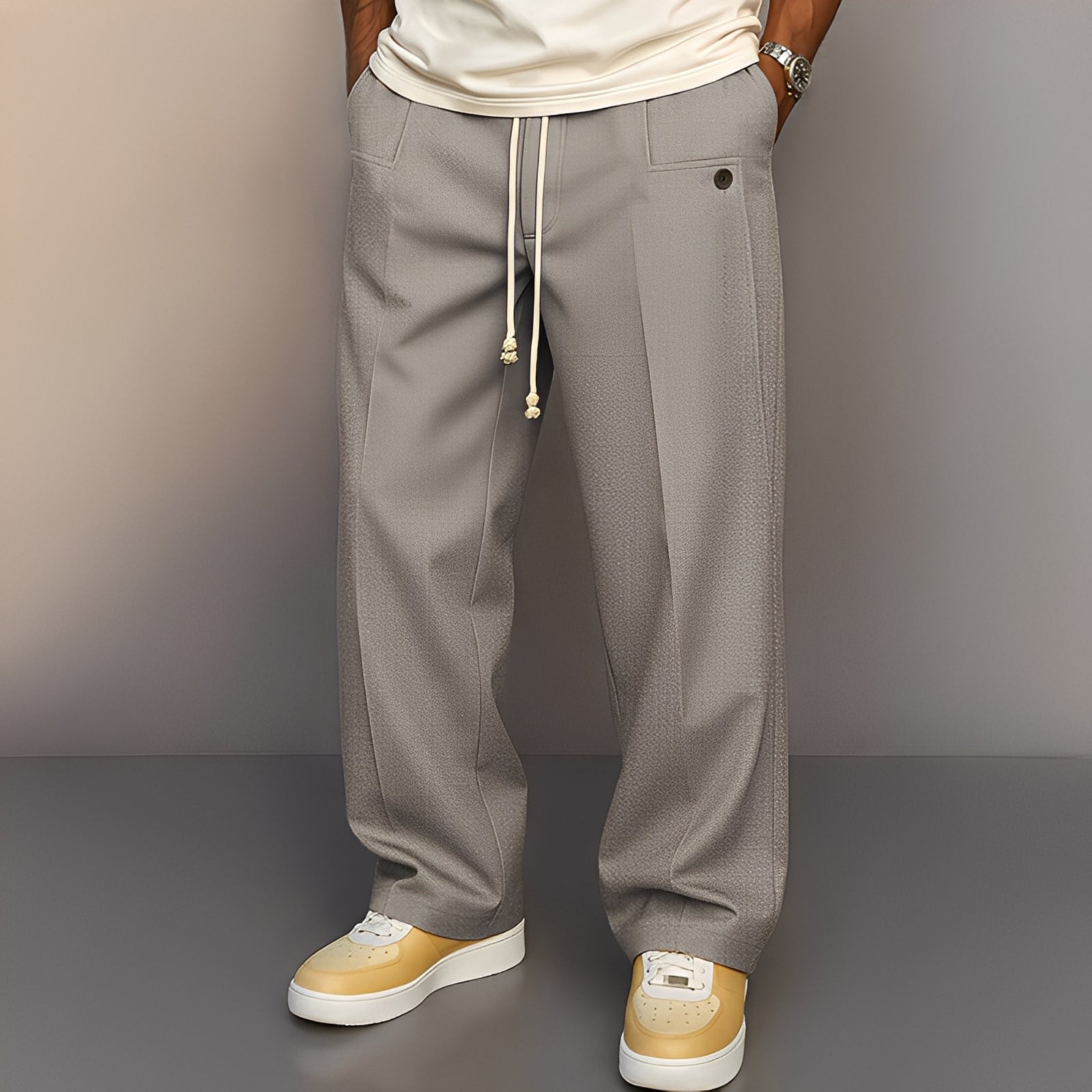 Henri - Pantalones anchos para hombre con cordón