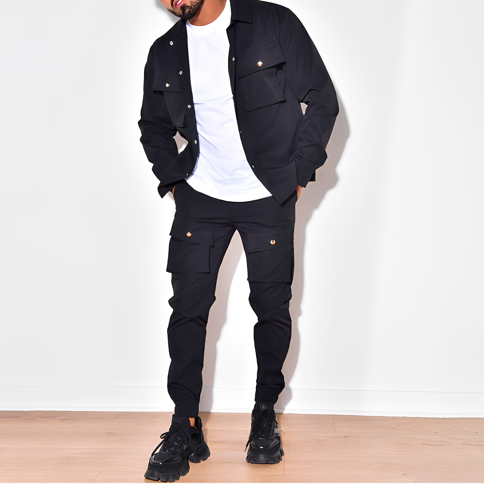 Arjay - Conjunto cargo de dos piezas a la moda para hombre