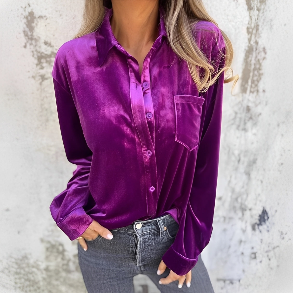 Jessie - Blusa de Manga Larga con Botones
