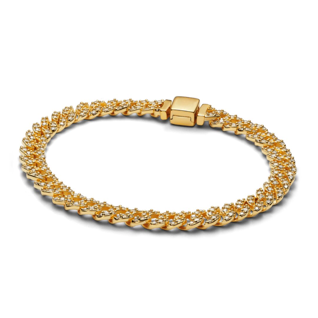 Soraya – Pulsera cadena cubana de moissanita oro 18K