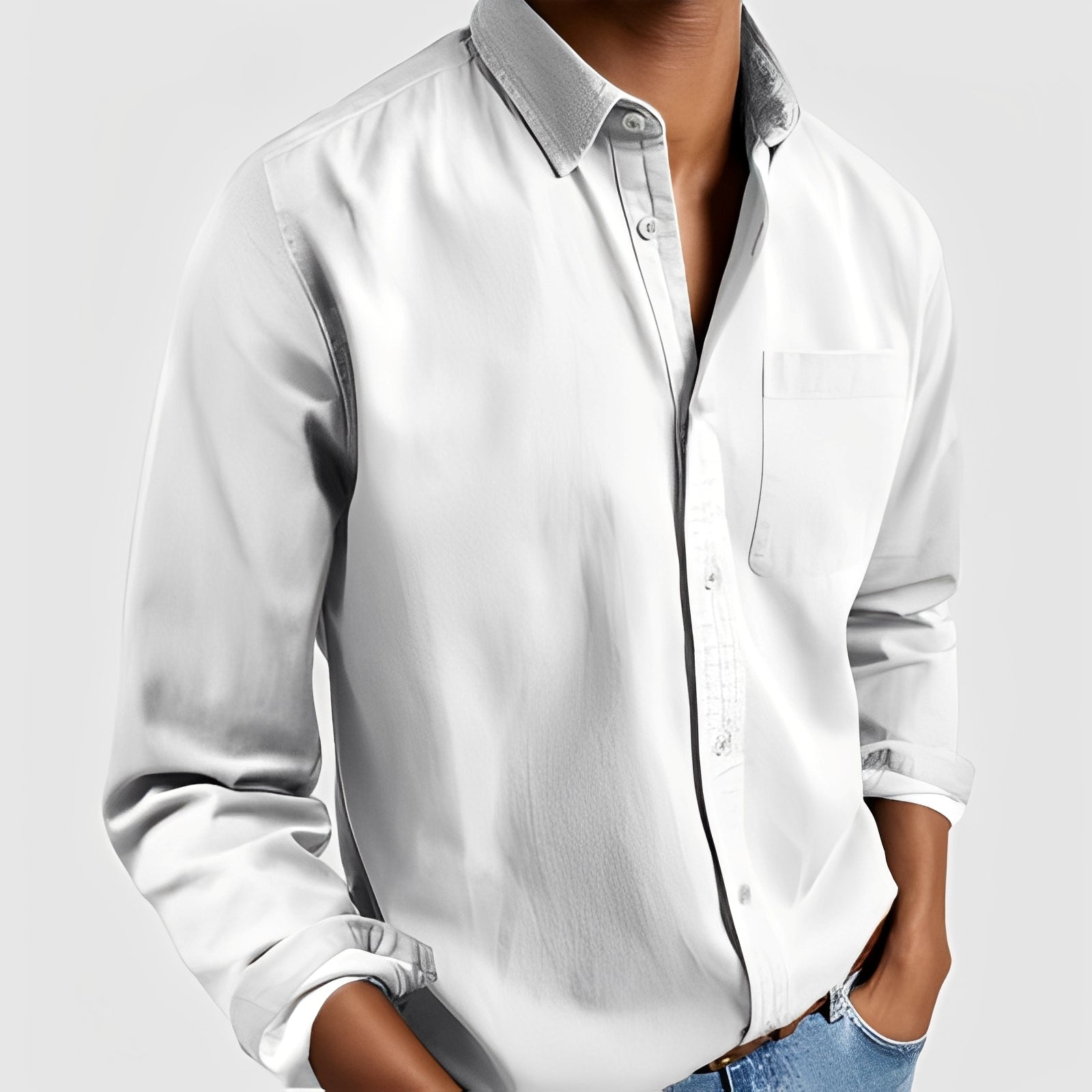 Gauvain - Camisa casual de manga larga para hombre