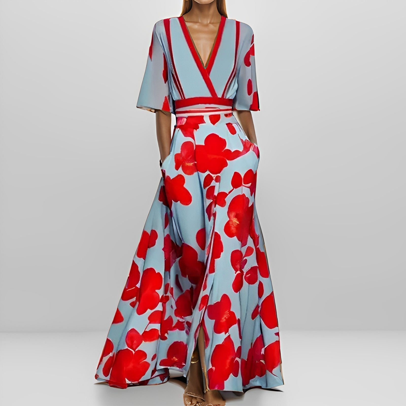 Delores - Vestido maxi con estampado floral y mangas largas