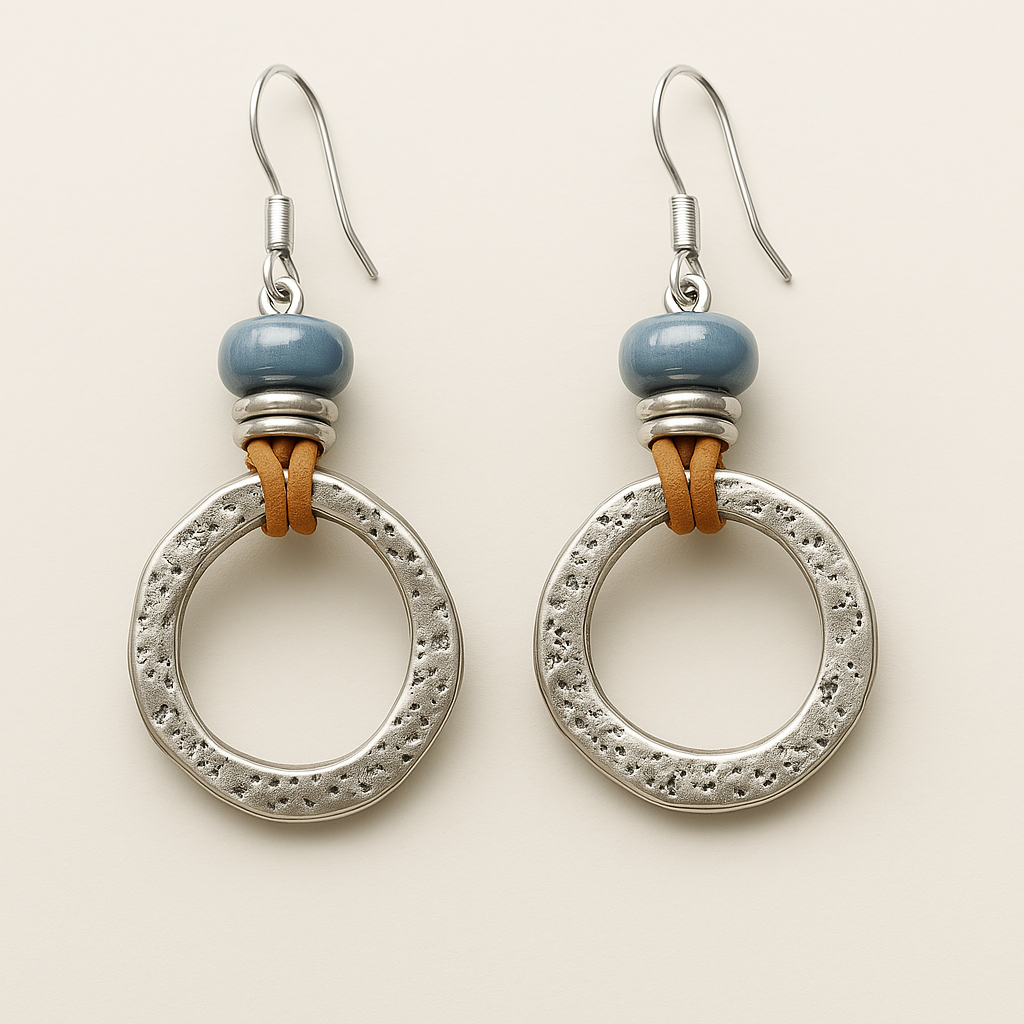 Mira – Pendientes de círculo plateados en estilo boho-vintage