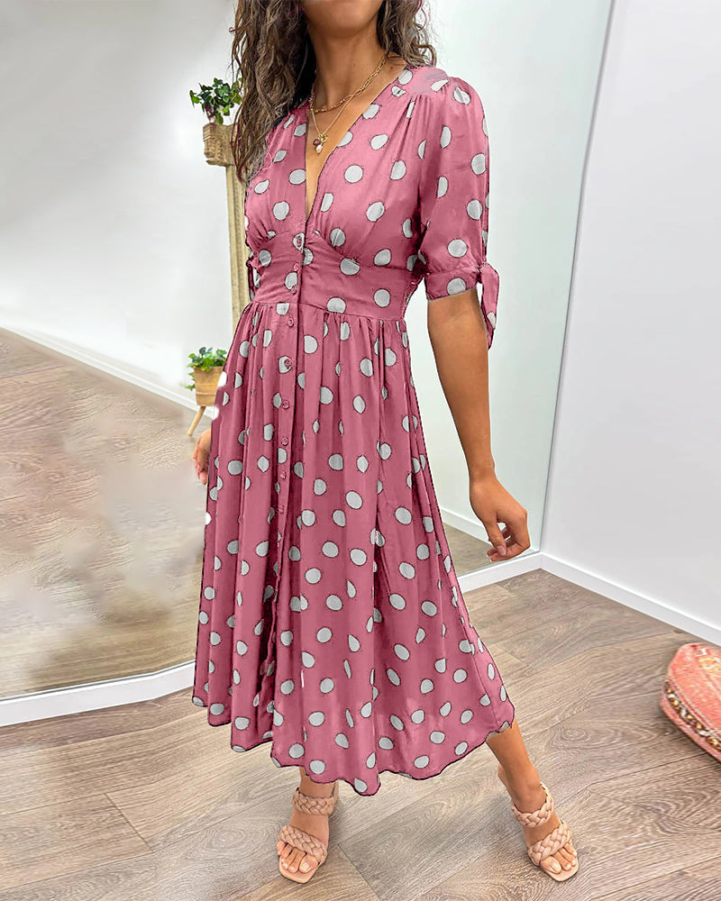 Penelope - Vestido midi para dama con estampado de puntos