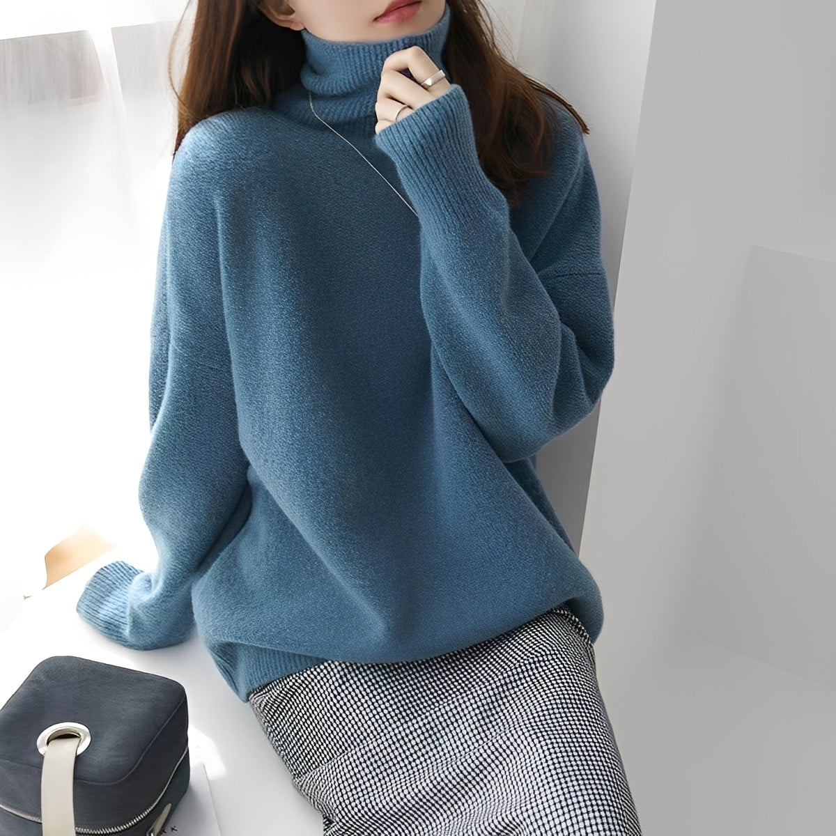 Clementine - Suéter casual para damas con cuello alto