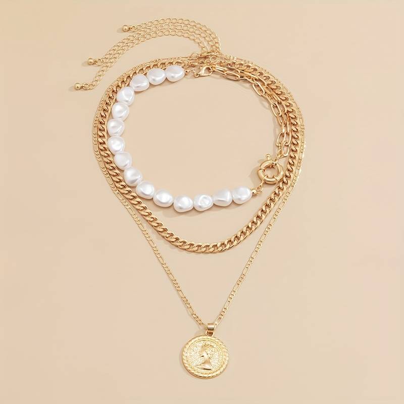 Collar de perlas y colgante vintage - 3pcs colgantes y collar de perlas