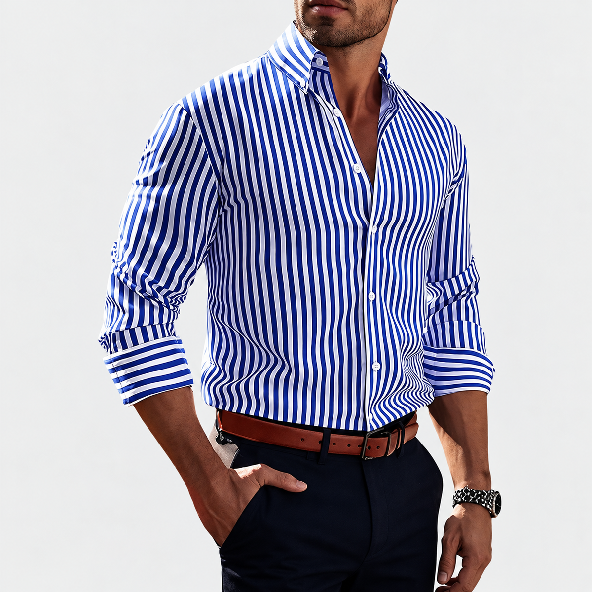 Hassan - Camisa Clásica con Rayas para Hombres