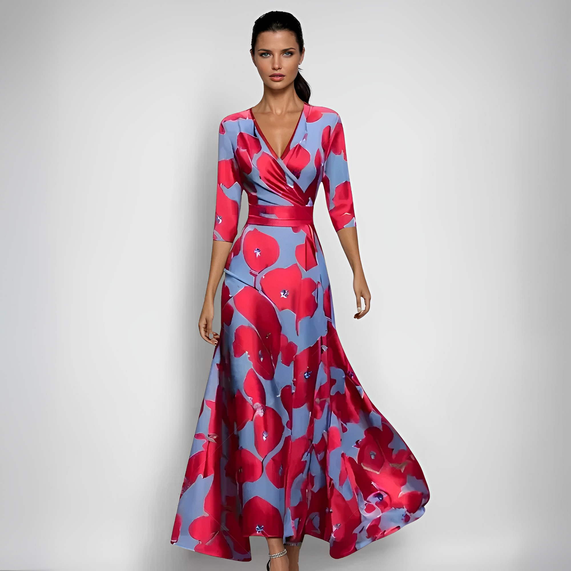Delores - Vestido maxi con estampado floral y mangas largas