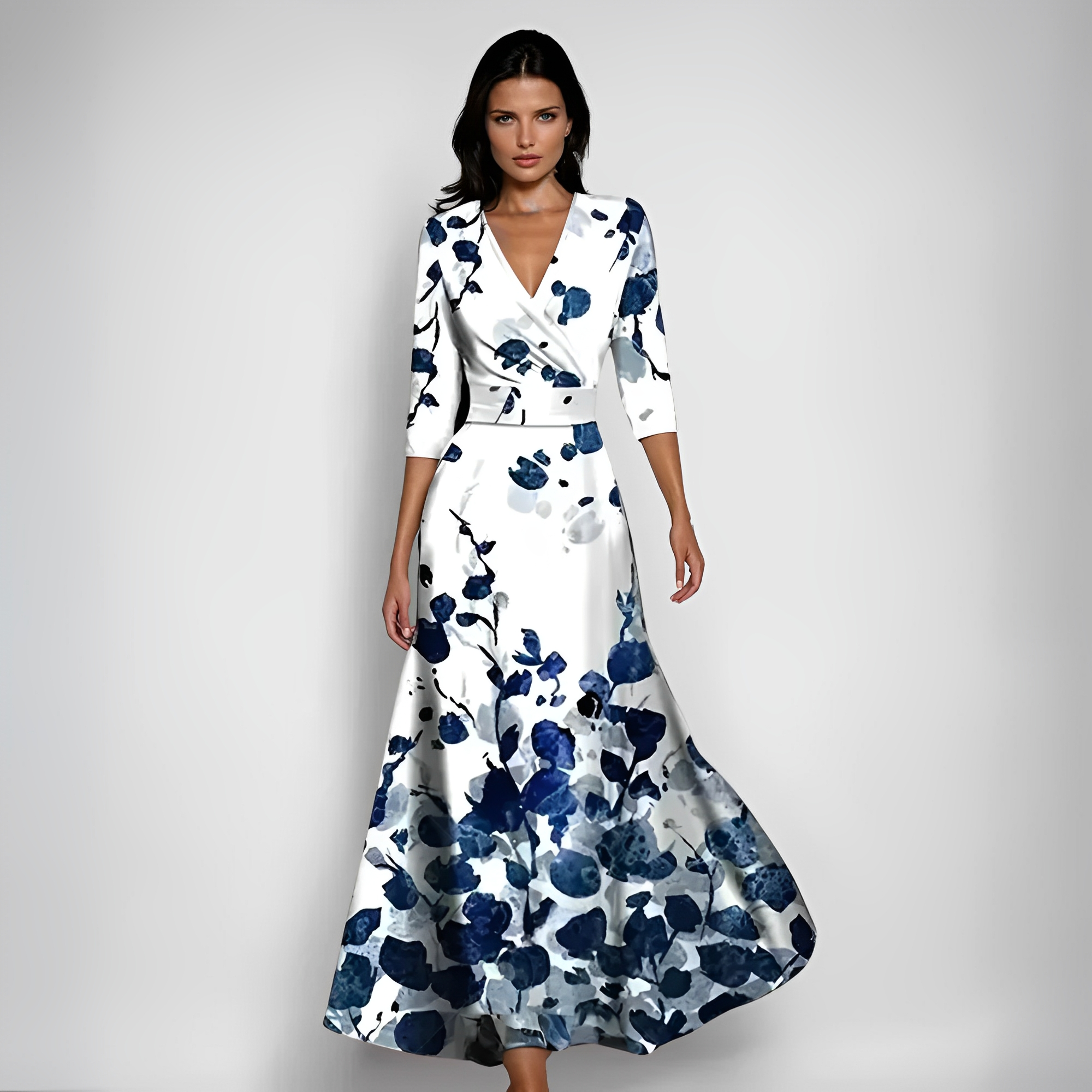 Delores - Vestido maxi con estampado floral y mangas largas