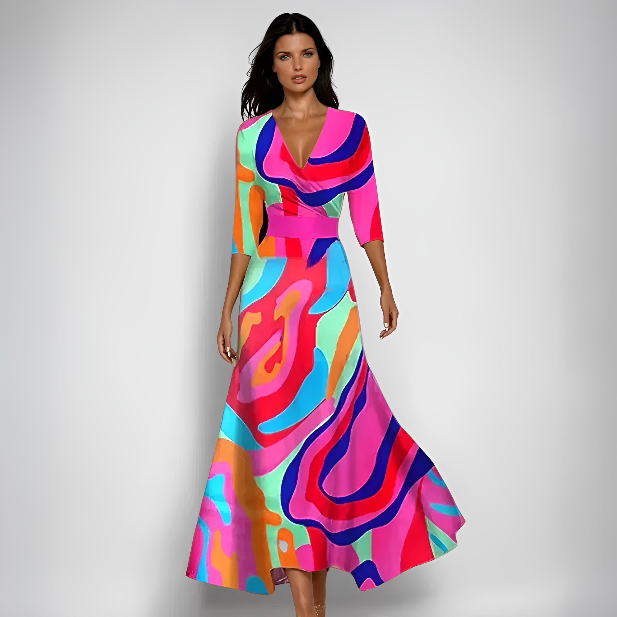 Delores - Vestido maxi con estampado floral y mangas largas