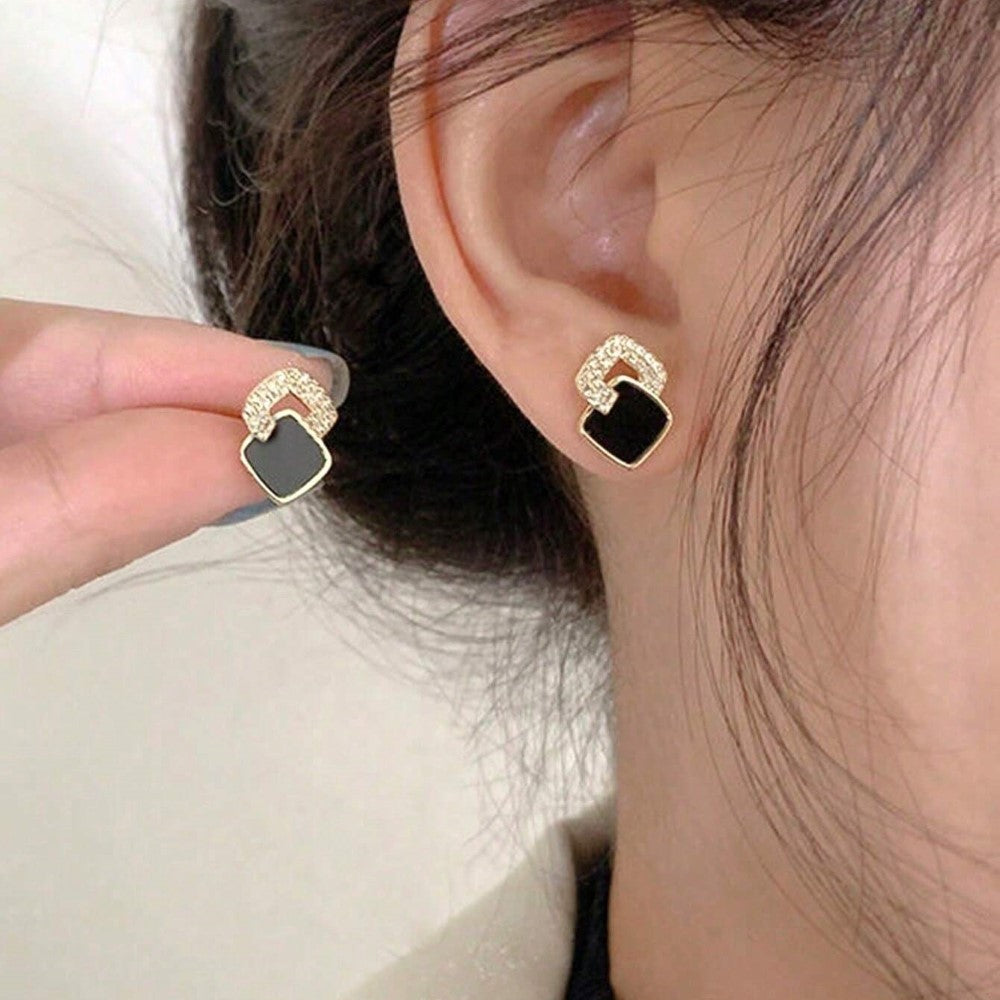Pendientes geométricos - Pendientes de circonita negra