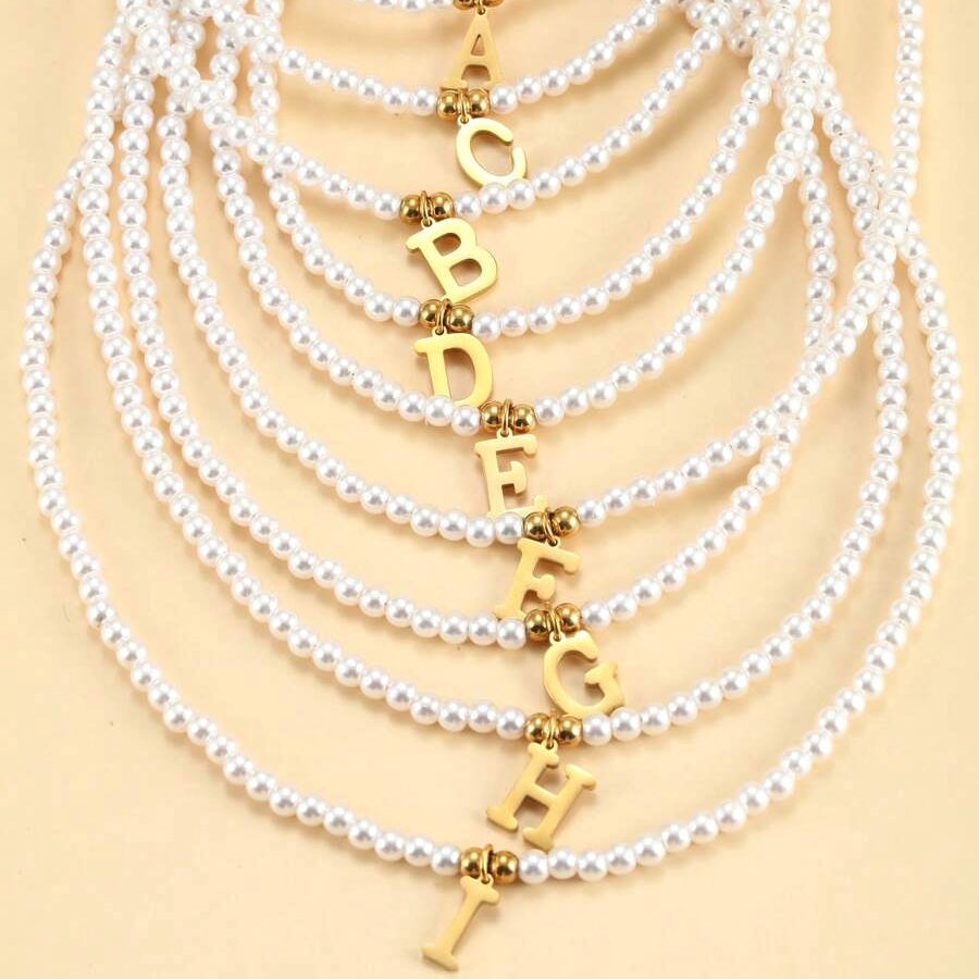 Collar de perlas con iniciales - Collar de perlas personalizado