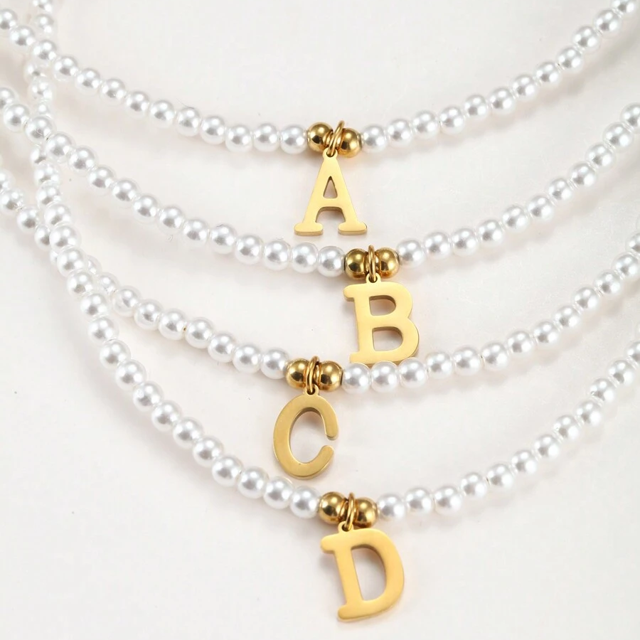 Collar de perlas con iniciales - Collar de perlas personalizado