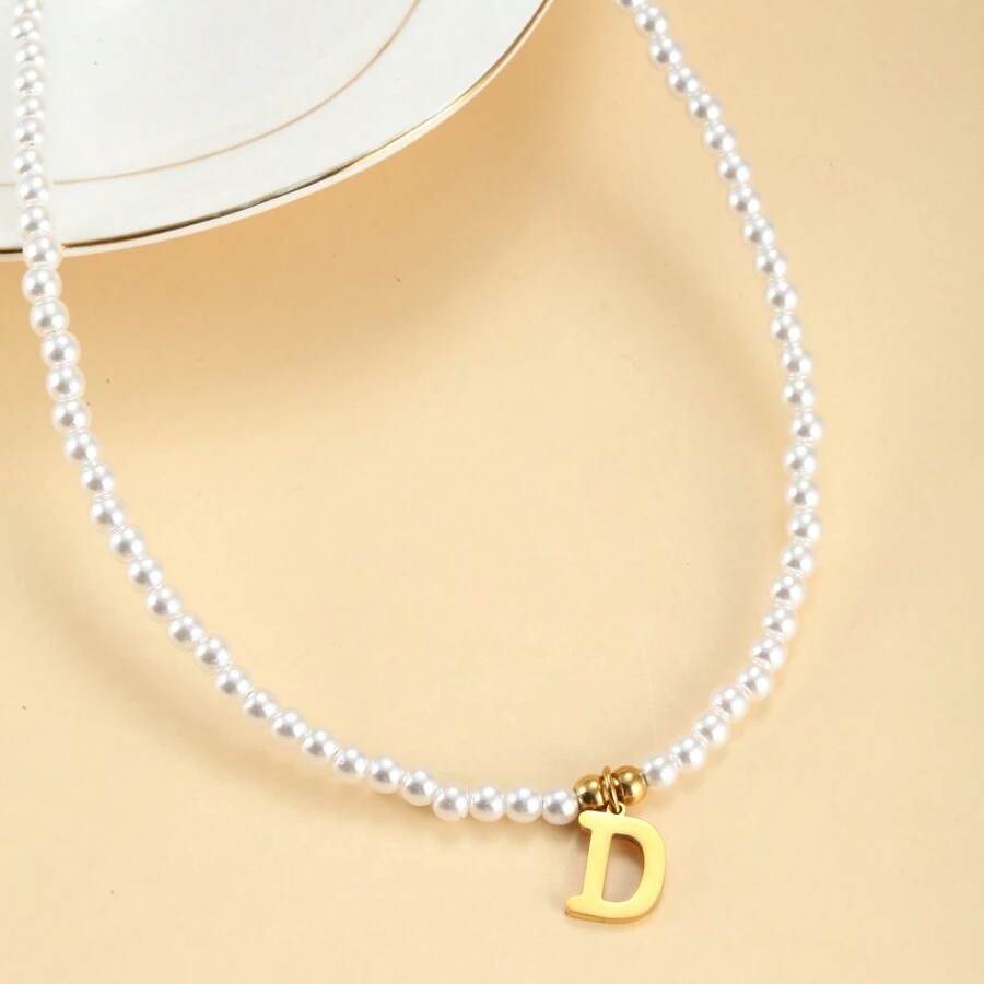 Collar de perlas con iniciales - Collar de perlas personalizado