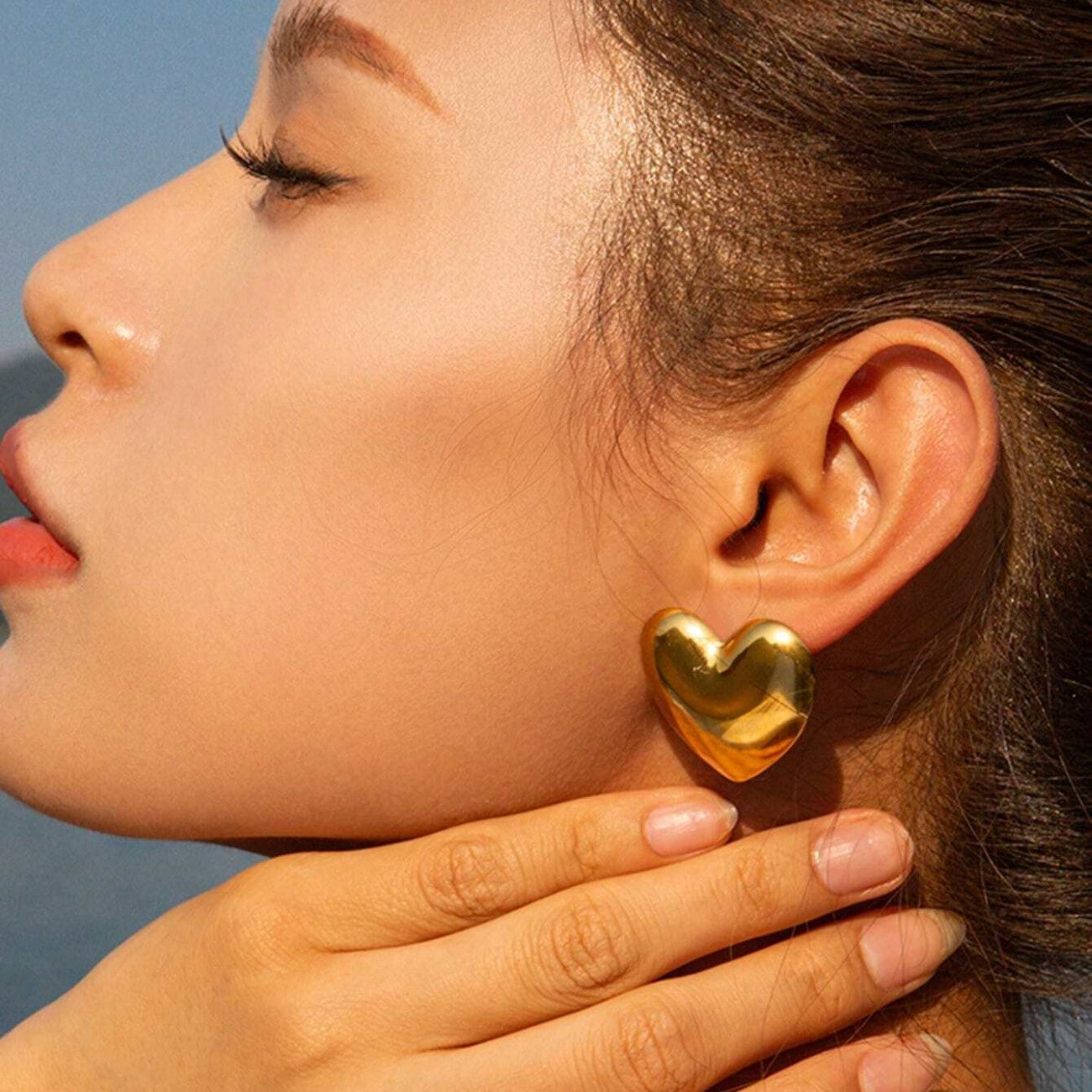 Pendientes grandes en forma de corazón
