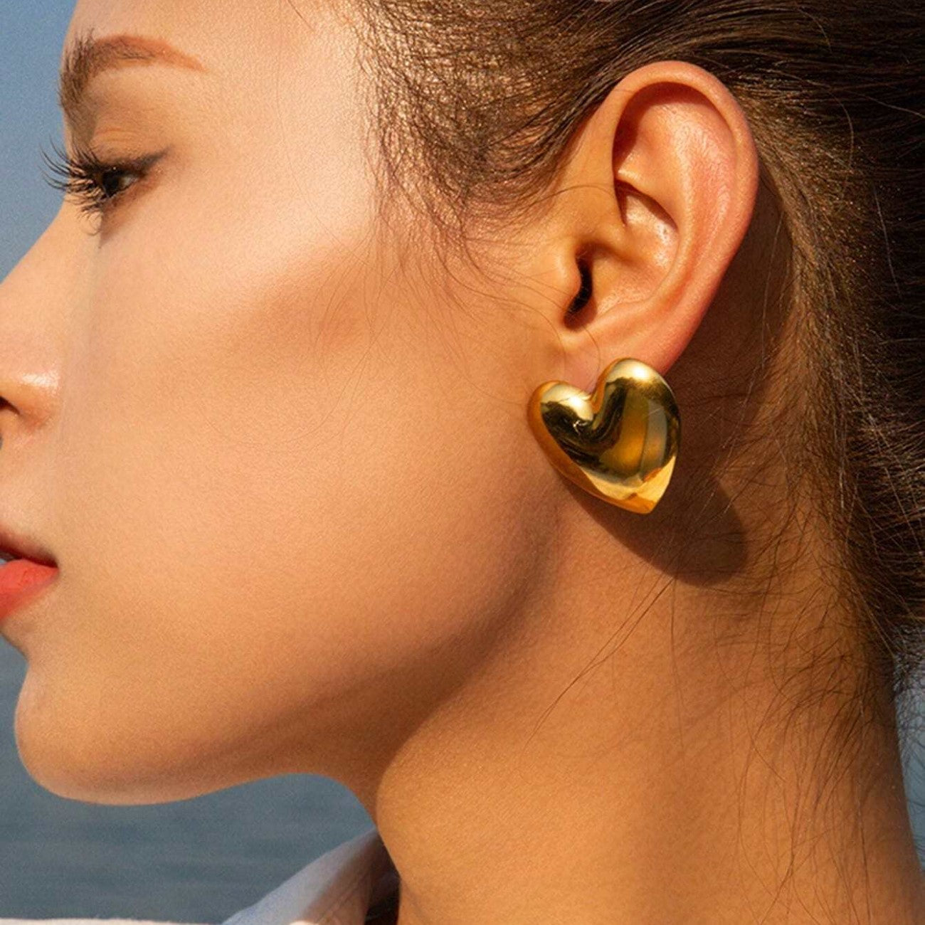 Pendientes grandes en forma de corazón