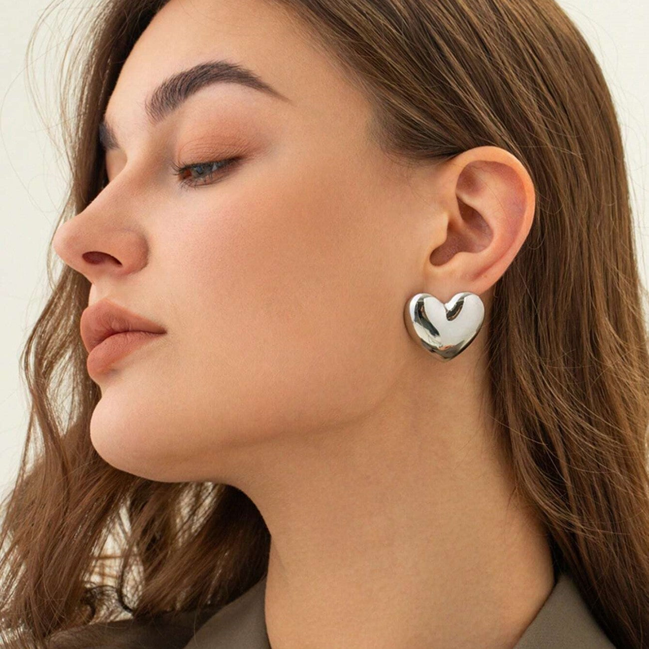 Pendientes grandes en forma de corazón