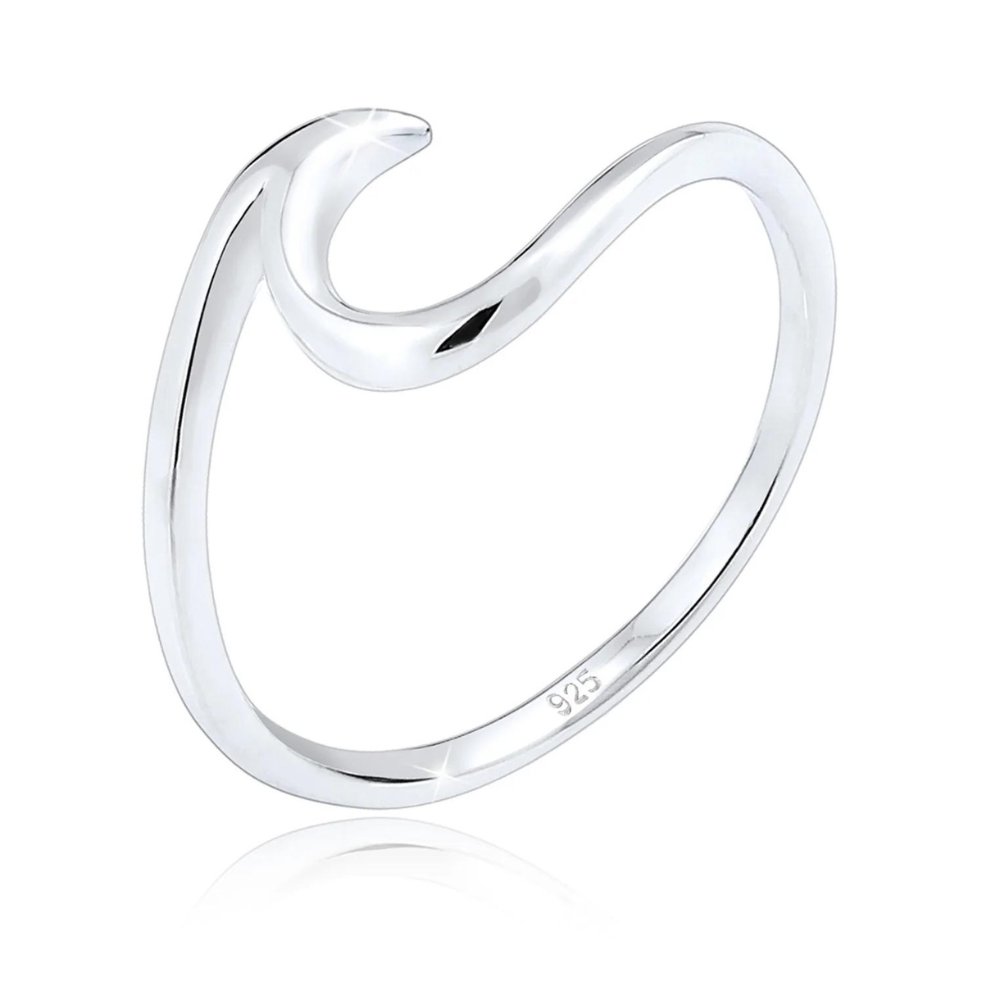 Anillo minimalista de ola del mar - anillo de plata en forma de ola