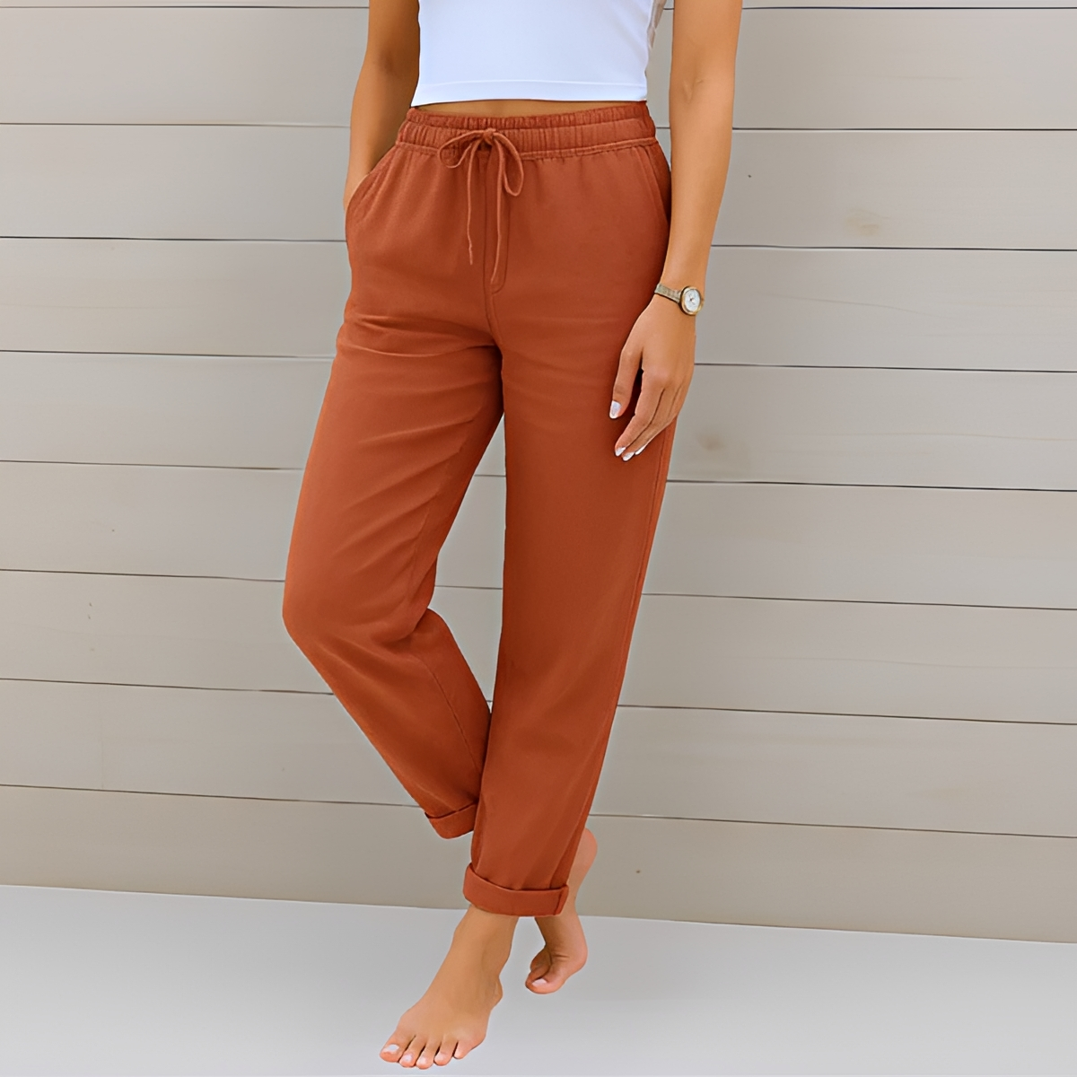 Audrey - Pantalones Casuales con Cordón