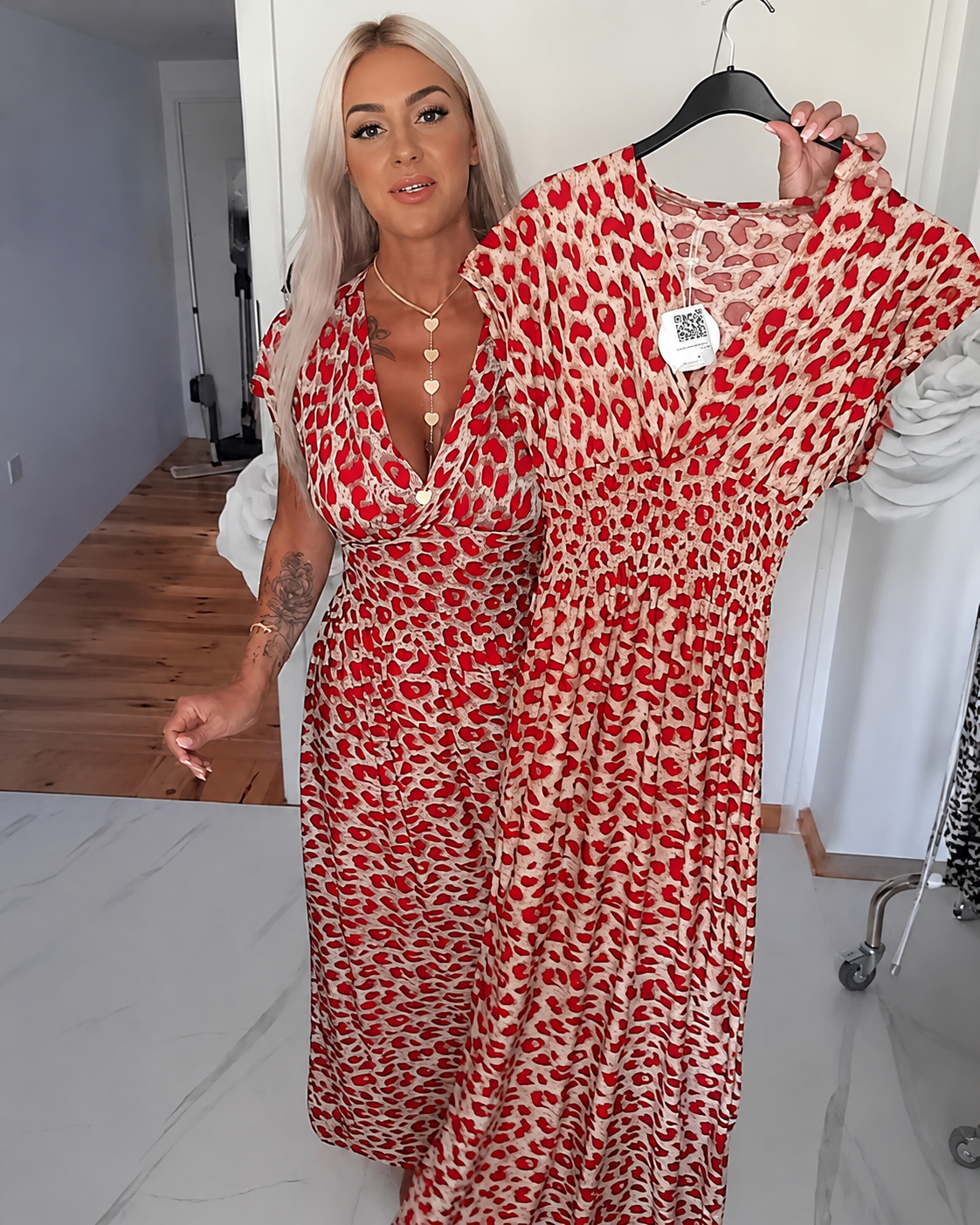 Dyshelle - Elegante Vestido Boho con Cuello en V