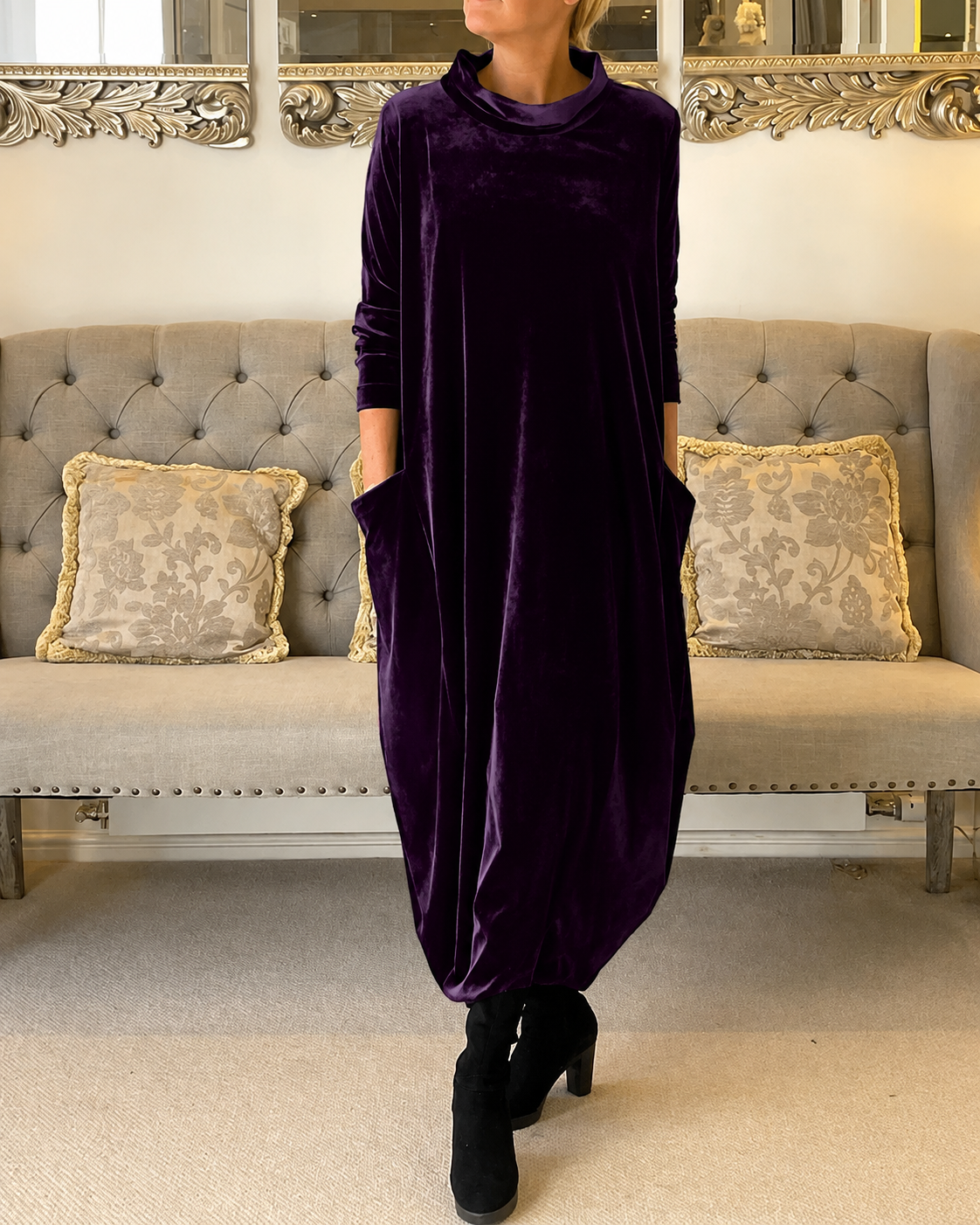 Zalinia - Elegante Vestido con Cuello Redondo