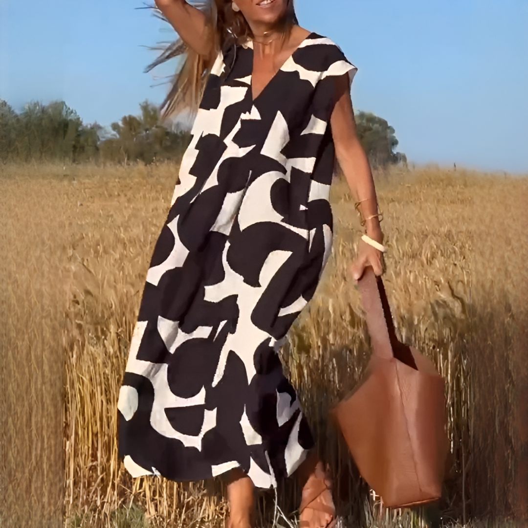Vicky - Vestido Elegante de Corte Suelto con Cuello en V