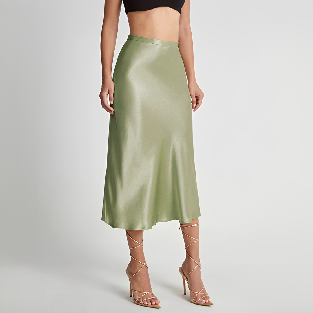 Emilia - Falda midi fluida de tiro alto