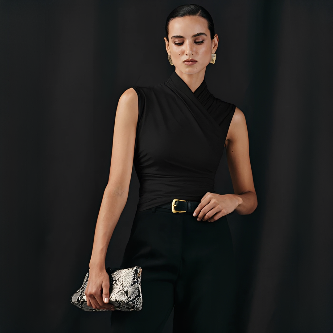 Mireya - Blusa Sofisticada de Cuello Cruzado