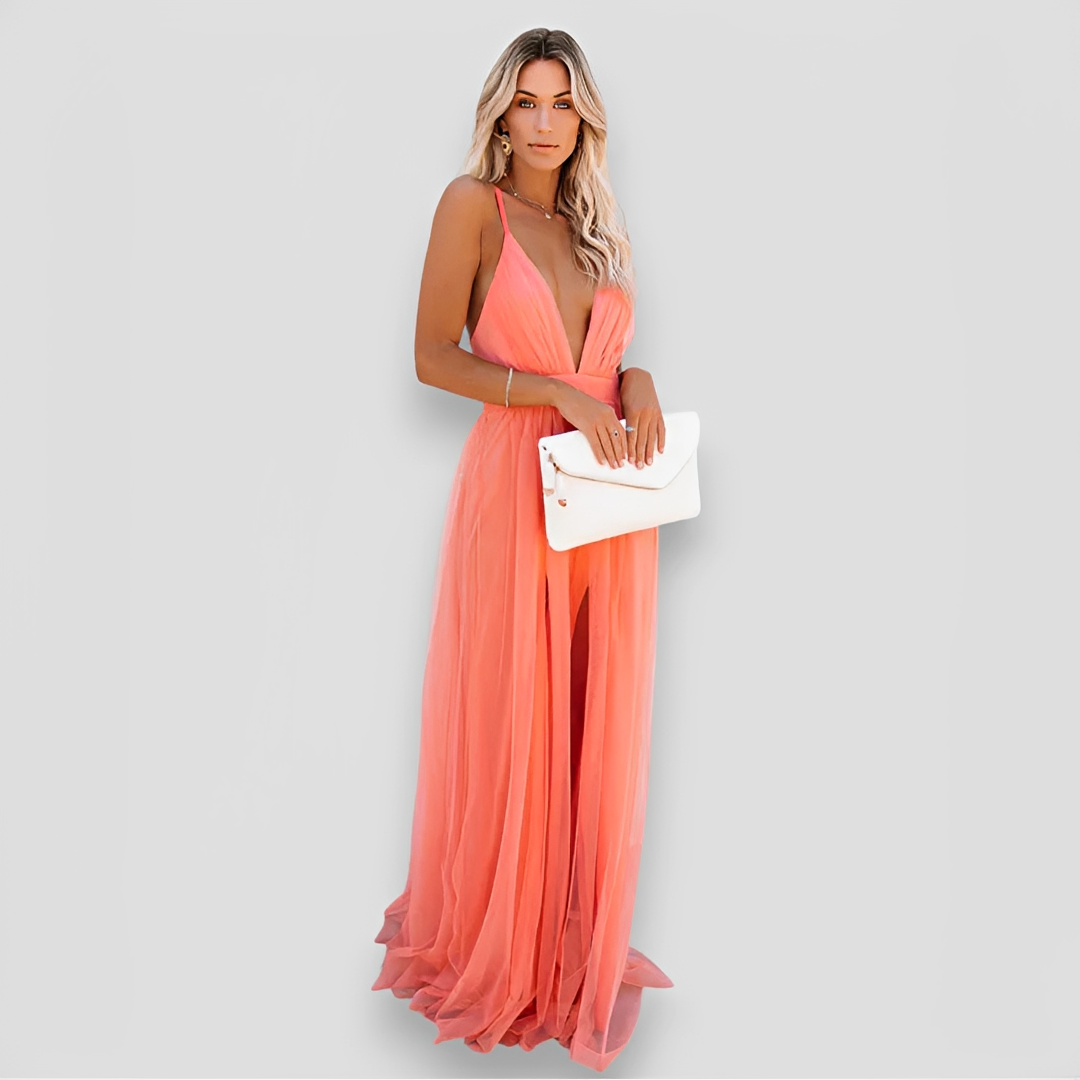 Lidia - Vestido Elegante Maxi con Escote en V