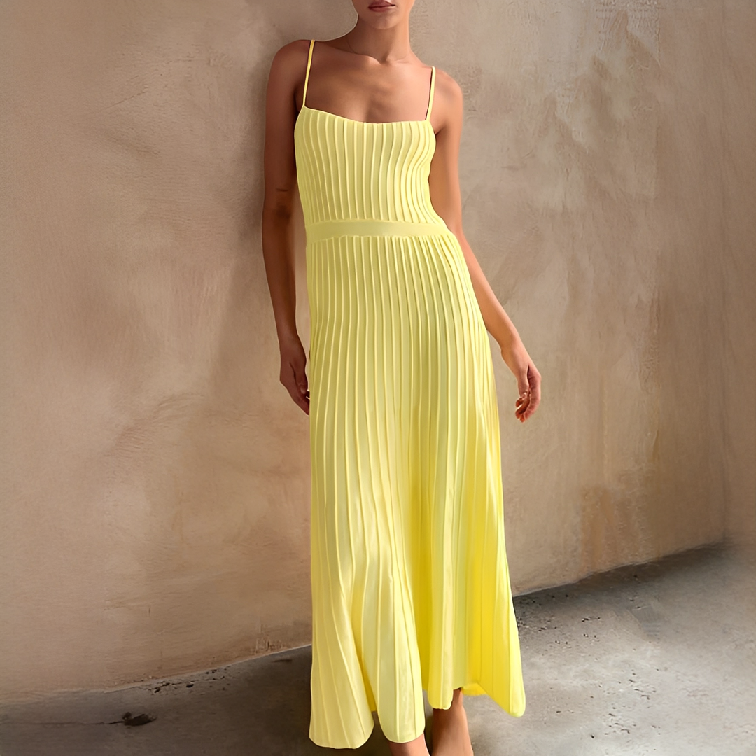 Pheobie - Vestido Midi Elegante con Plisado