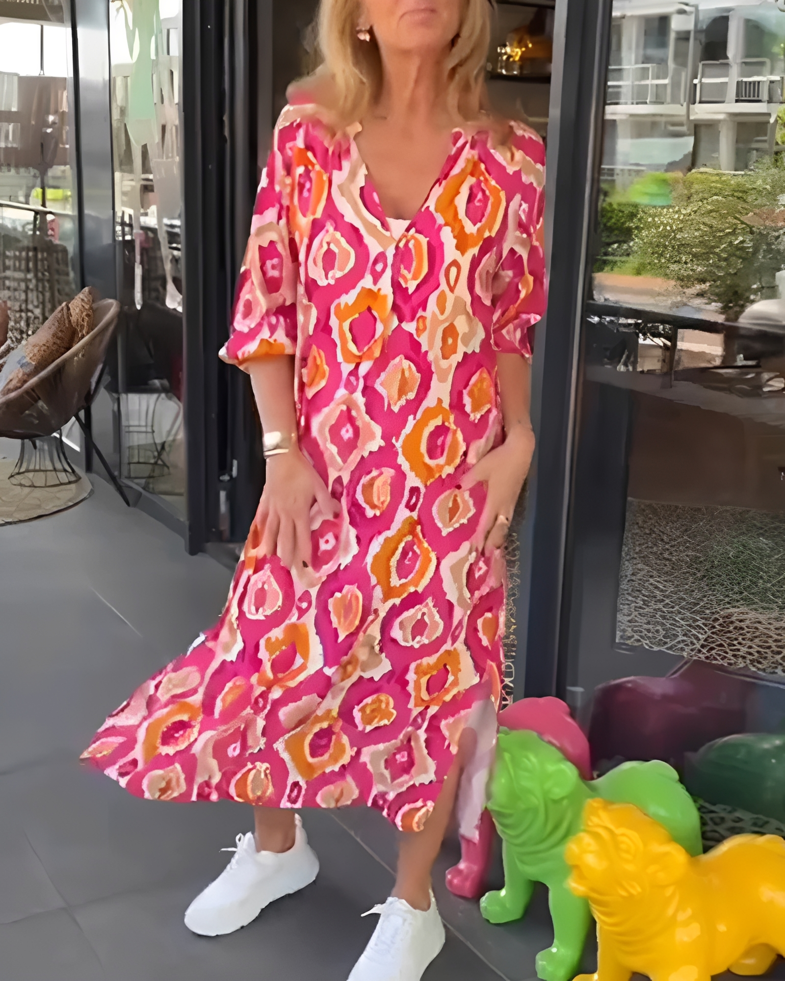 Rachael - Vestido Midi Elegante con Cuello en V