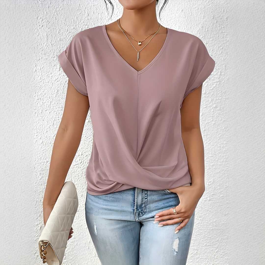 Velanie - Camiseta Casual con Cuello en V