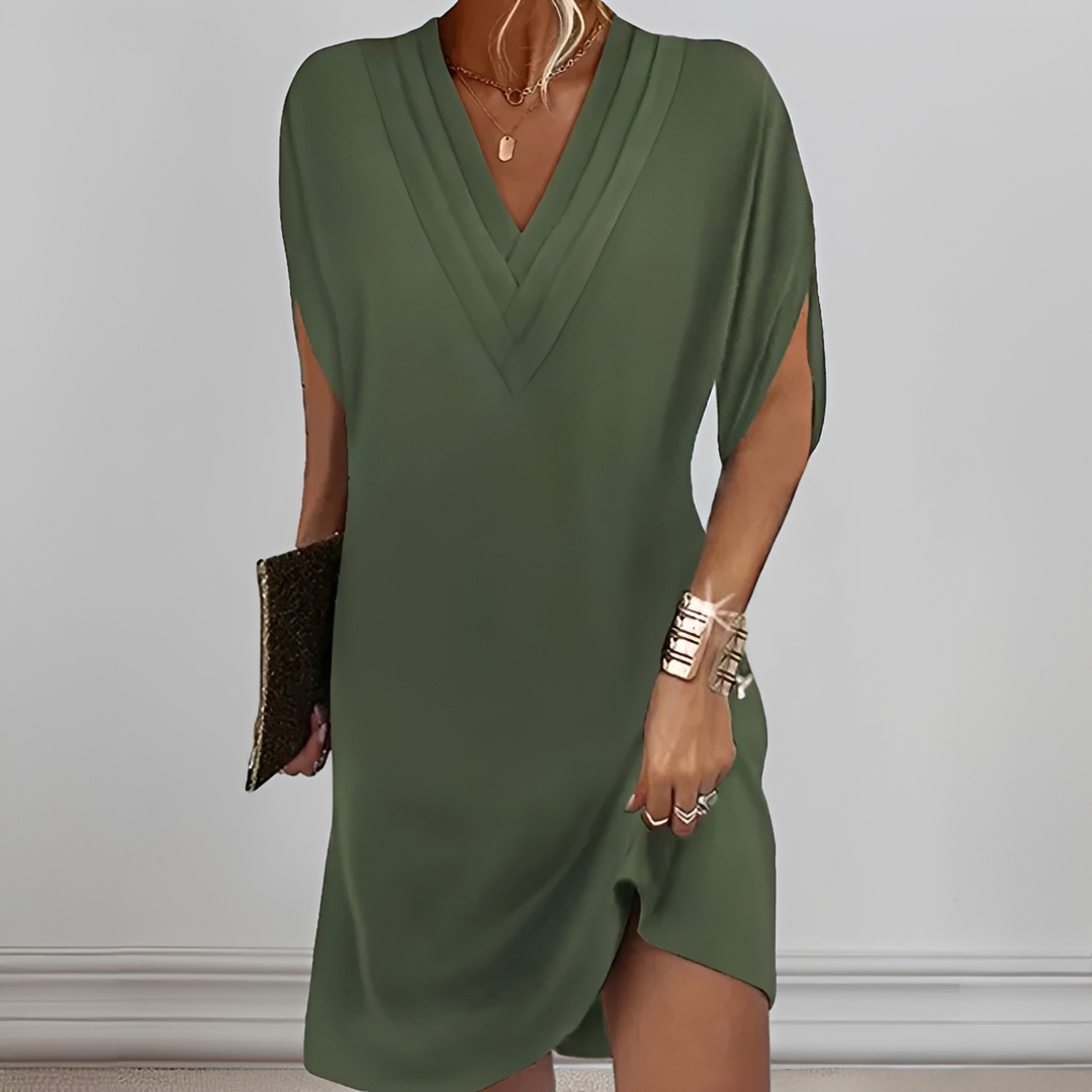 Jazlynn - Vestido con Mangas Murciélago y Pliegues