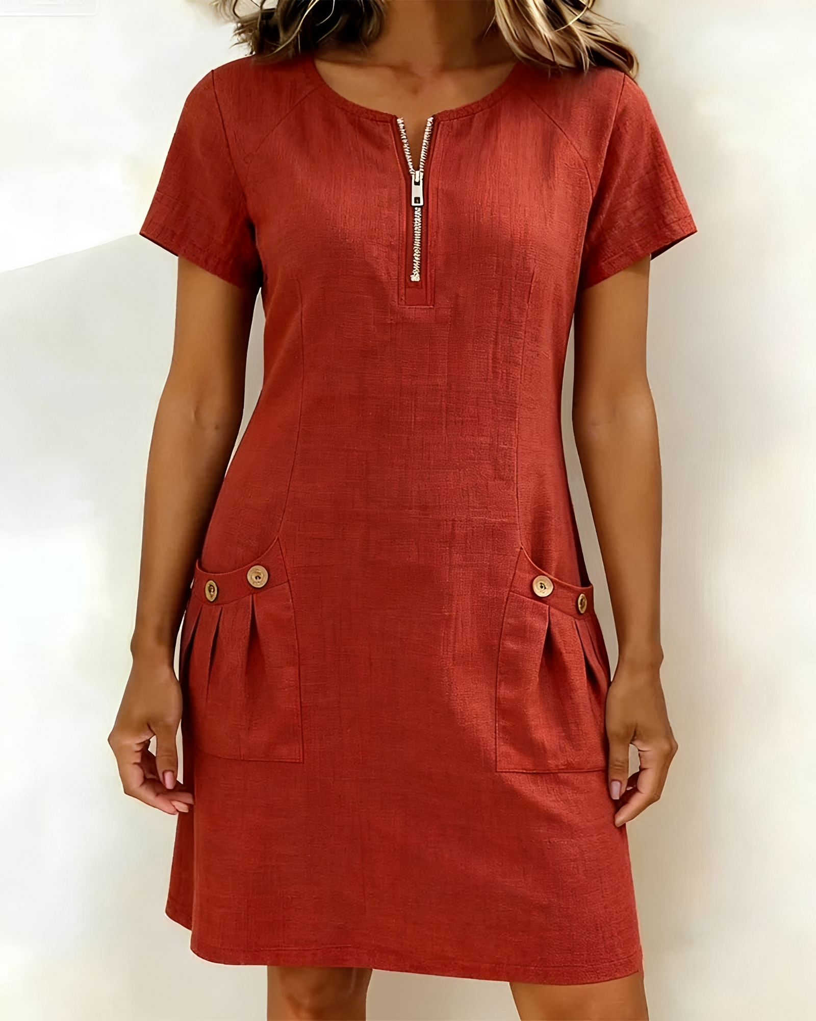 Leola - Vestido Mini Estiloso con Media Cremallera