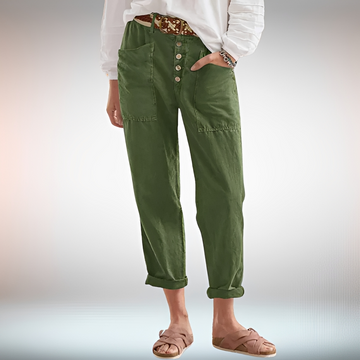 Rhonwen - Pantalones Estilosos con Botones y Corte Suelto