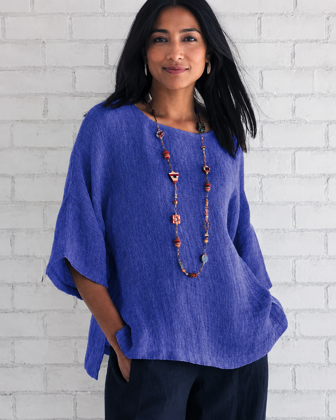 Natalina - Blusa con Cuello Redondo Elegante