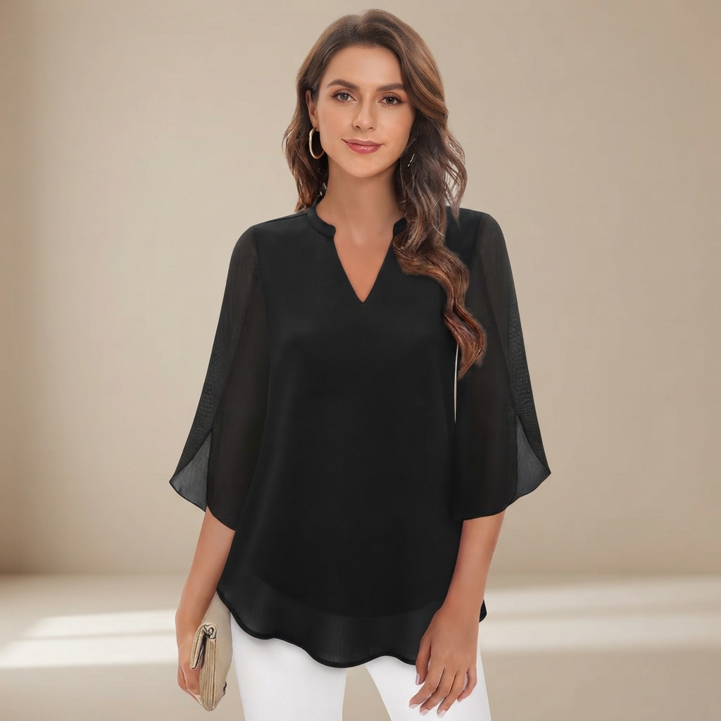 Arsine - Blusa Elegante de Corte Suelto con Cuello en V