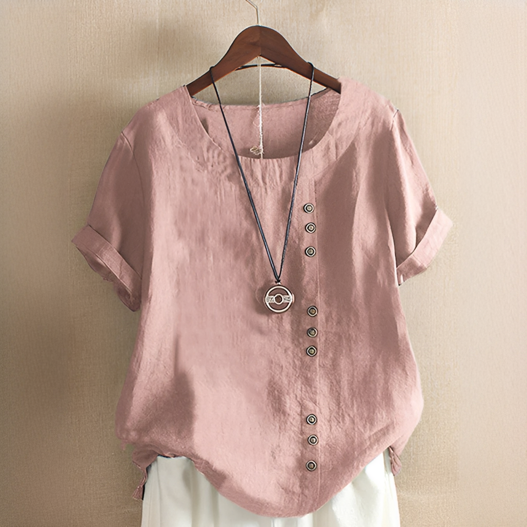 Noelle - Blusa Estilosa con Botones y Corte Suelto