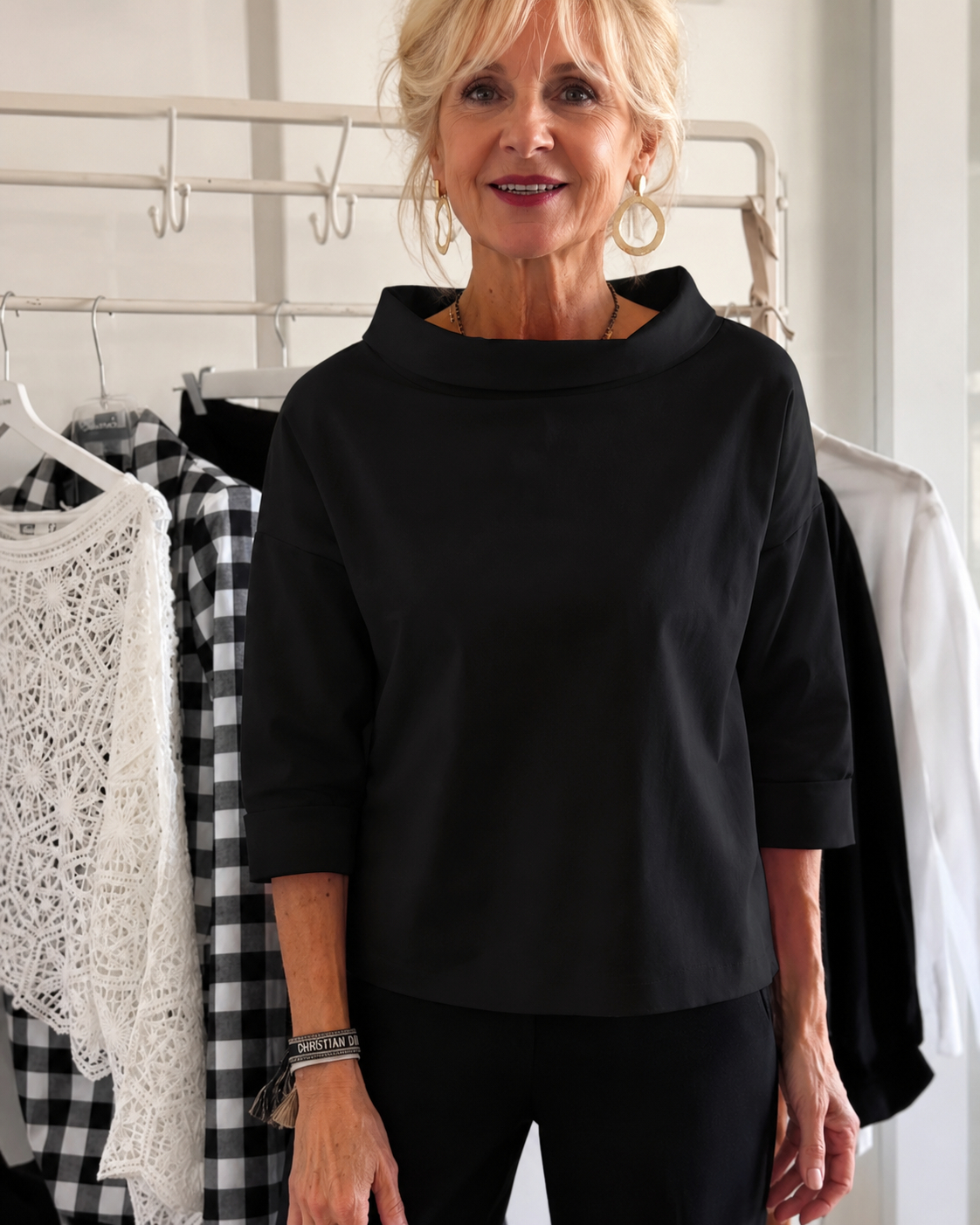 Elone - Blusa Suelta Elegante con Cuello