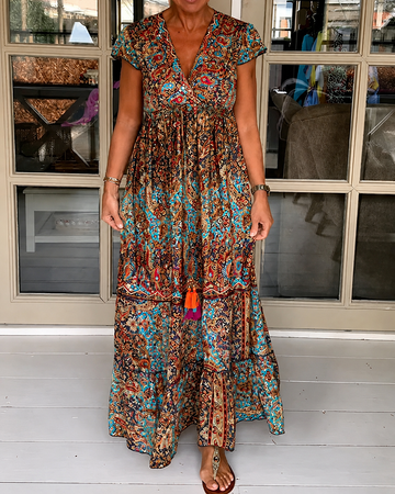 Calneshia - Vestido Maxi Elegante con Cuello en V