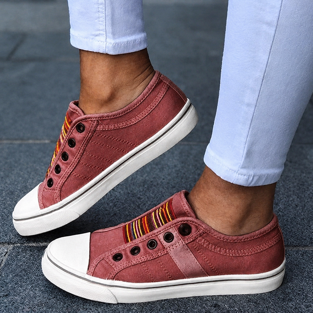 Jorrie - Zapatillas Clásicas de Lona con Elástico
