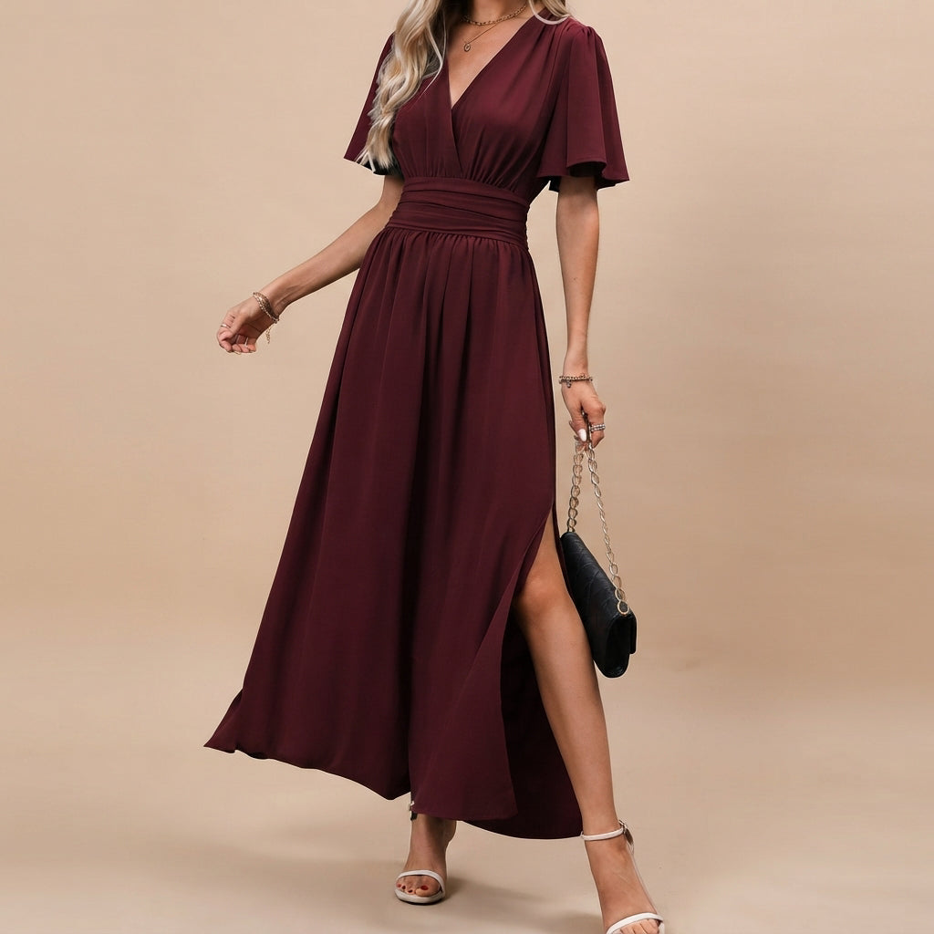 Leyli - Vestido Midi Elegante con Abertura