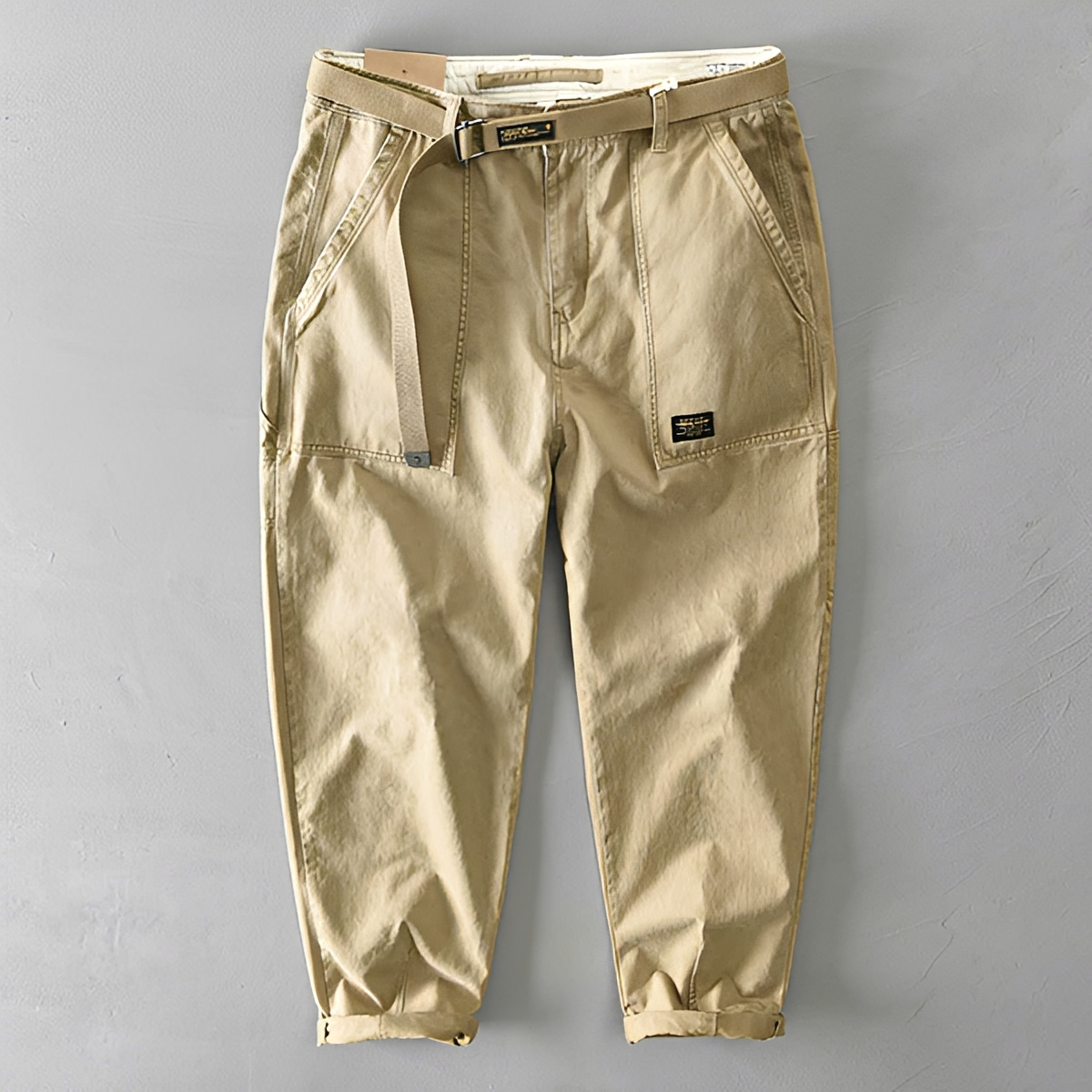 Jeoffrey - Pantalones Casuales con Cinturón y Corte Suelto
